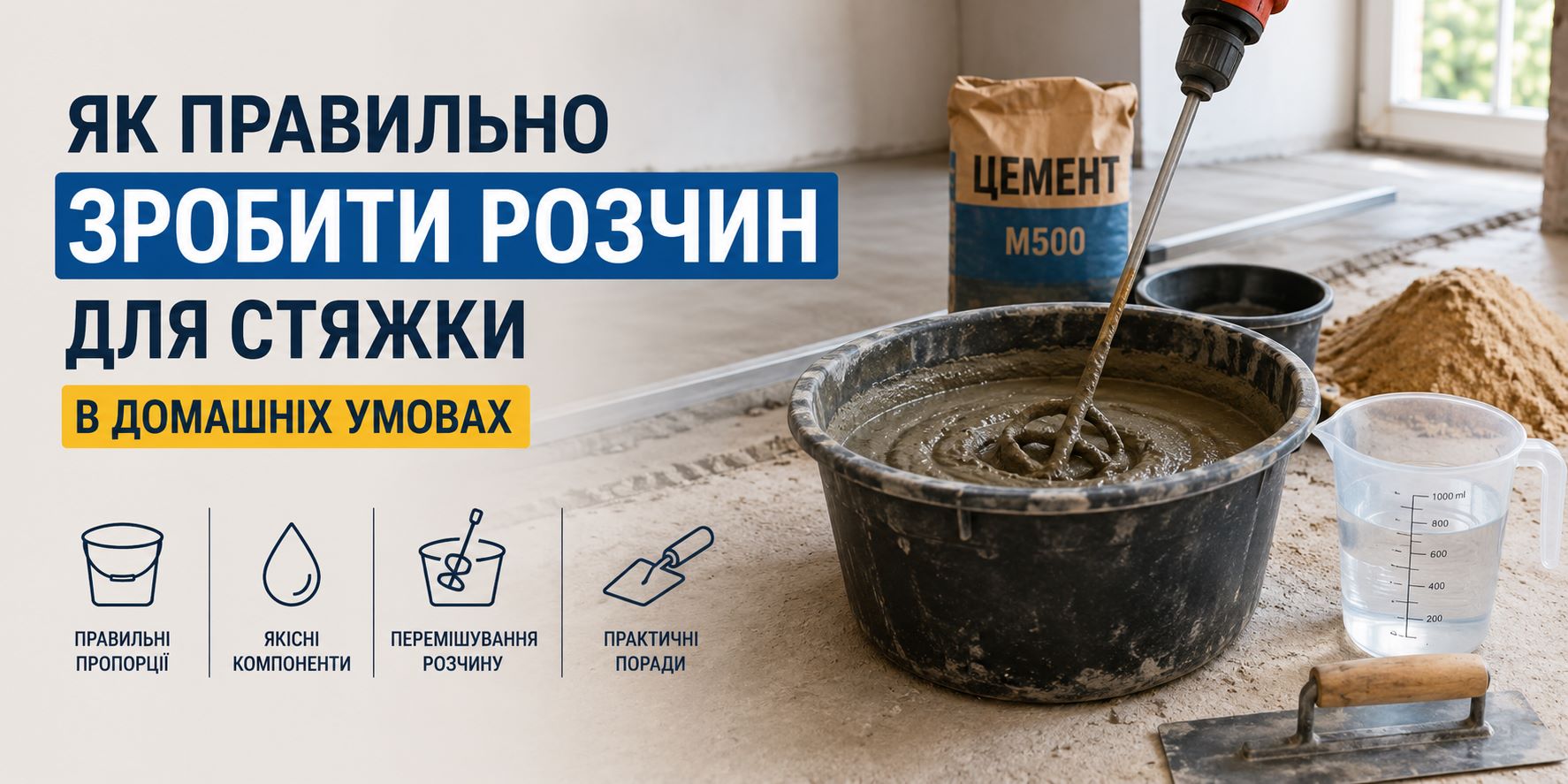 Як правильно зробити розчин для стяжки в домашніх умовах